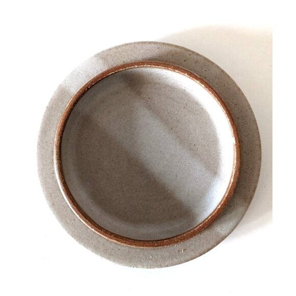 Handmade Carlota Cheese Butter Dish Tumbler Set Stoneware Studio Signed VTG Flaw - Picture 9 of 12